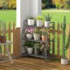 Plant Stand Outdoor Indoor 3-Tier Metal Waterproof Plant Shelf for Living Room Balcony Garden, Black - Image 5