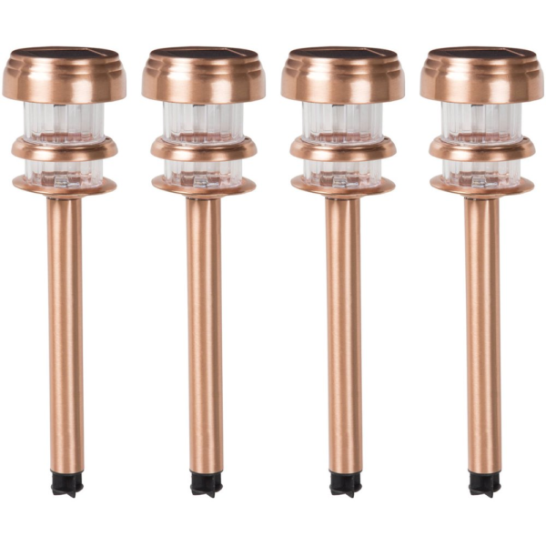 Solar Powered Lights (Set of 4)- LED Outdoor Stake Spotlight Fixture for Gardens, Pathways, and Patios by -Copper - Image 4