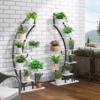 Plant Stand Indoor 2 Pcs 6 Tier, Metal Corner Plant Stand Tall Plant Shelf with Hanger, Plant Shelf Indoor Curved Flower Pot Holder for Home, Black and White - Image 4