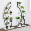 Plant Stand Indoor 2 Pcs 6 Tier, Metal Corner Plant Stand Tall Plant Shelf with Hanger, Plant Shelf Indoor Curved Flower Pot Holder for Home, Black and White