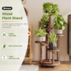 5 Tier Tall Plant Stand Indoor, Corner Wood Plant Shelf with Wheels for Multiple Plants, Tiered Flower Stand for Patio Garden Balcony Living Room Bedroom - Image 3