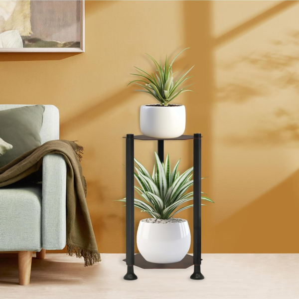 Tall Plant Stand Indoor,2 Tiers Metal Plant Stand,Flower Pot Holder Metal Plant Rack Organizer,Hex Pot Plant Planter Display for Home Garden Patio Bathroom Office Living Room Balcony Corner(Bronze) - Image 4