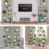 Plant Stand Indoor 2 Pcs 6 Tier, Metal Corner Plant Stand Tall Plant Shelf with Hanger, Plant Shelf Indoor Curved Flower Pot Holder for Home, Black and White - Image 5