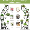 Plant Stand Indoor 2 Pcs 6 Tier, Metal Corner Plant Stand Tall Plant Shelf with Hanger, Plant Shelf Indoor Curved Flower Pot Holder for Home, Black and White - Image 6