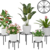 Plant Stands-5 PCS Heavy Duty Flower Pot Stands, Anti-Rust Metal round Shelf, Flower Pot Stands for Room Indoor and Outdoor Courtyard, Gardens.