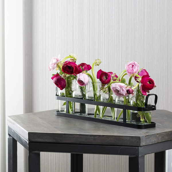 6Pc Glass Flower Vase with Metal Holder, Best Vases for Flowers, Set for Home Decor, Wedding Decorations, Table Decor, Kitchen, Bathroom, Bedroom, Shelf Decor, Best Modern Vase for Flower Arrangement - Image 3