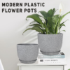 Plant Pots 12 10 9 Inch Set of 3, Flower Pots with Multi Mesh Drainage Holes, Large Planters for Indoor Outdoor Garden Plants and Flowers (Gray) - Image 4