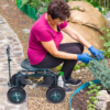 Garden Cart with Steerable Seat and Wheels - Rolling Work Seat with Telescopic Handle and Tool Storage, 330Lbs Heavy Duty Scooter - Image 2