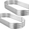 2Pcs Galvanized Raised Garden Bed Kit, Galvanized Planter Oval Large Metal Raised Garden Boxes Outdoor for Vegetables…