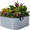 Raised Garden Bed Kit, 17" Tall 4 in 1 Modular Metal Raised Garden Beds Kit, Metal Planter Box for Vegetables, Flowers, Herbs, Sky Blue