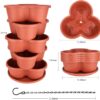 5 Tier Tower Stackable Planter, Strawberry Planter, Vertical Gardening Indoor/Outdoor Planters, Herb Planter for Growing Flowers, Vegetables and Succulents (Brick Red) - Image 3