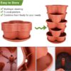 5 Tier Tower Stackable Planter, Strawberry Planter, Vertical Gardening Indoor/Outdoor Planters, Herb Planter for Growing Flowers, Vegetables and Succulents (Brick Red) - Image 4