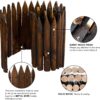 Garden Wooden Short Fence Burnt Wood Finish Outdoor Landscape Edging Flexible Decorative Border - Tree Fence - Spring Garden & Yard Maintenance - 7.9'' H X 42'' L - K619A05 - Image 3