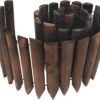 Garden Wooden Short Fence Burnt Wood Finish Outdoor Landscape Edging Flexible Decorative Border - Tree Fence - Spring Garden & Yard Maintenance - 7.9'' H X 42'' L - K619A05