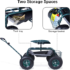 Garden Cart with Steerable Seat and Wheels - Rolling Work Seat with Telescopic Handle and Tool Storage, 330Lbs Heavy Duty Scooter - Image 4
