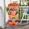 5 Tier Tower Stackable Planter, Strawberry Planter, Vertical Gardening Indoor/Outdoor Planters, Herb Planter for Growing Flowers, Vegetables and Succulents (Brick Red) - Image 10