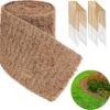 Natural Mulch for Landscaping 120" X 6.3", Coconut Fiber Mulch Mat Roll with 16 U-Shaped Steel Stakes, Garden Edging Border Mat Natural Looking Permanent Mulch Barrier for Plants Vegetables & Flowers