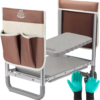 Garden Stool 10.2" Width, Garden Kneeler and Seat Load Cap 350 Lbs, Heavy Duty Gardening Stool with Extra Kneeling Pad, 2 Tool Pouches, Claw Gloves, Gift for Women Seniors, Brown - Image 2