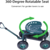 Garden Cart with Steerable Seat and Wheels - Rolling Work Seat with Telescopic Handle and Tool Storage, 330Lbs Heavy Duty Scooter - Image 3
