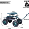 Garden Cart with Steerable Seat and Wheels - Rolling Work Seat with Telescopic Handle and Tool Storage, 330Lbs Heavy Duty Scooter - Image 7